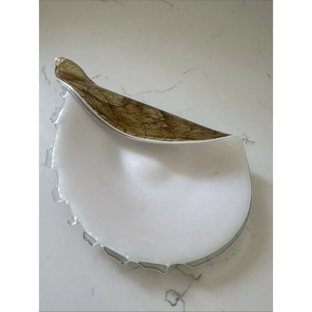 Large Art Glass Hand Blown Conch Shell Centerpiece Brown Krosno? Murano? - Picture 8 of 10